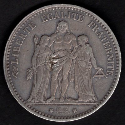 1875 5 Franků A III.republika Ag, Ag.900 25g 37mm Paříž
