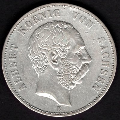 1893 5 marka E Sasko Albert Ag, Ag.900 27,77g 38mm E Muldenhütten
