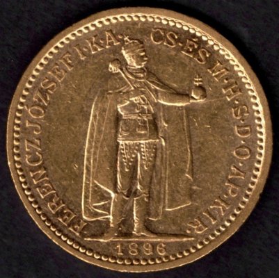1898 10 koruna K.B. Uherská FJI. Au, Au.900 3,38g 19mm raženo Kremnica
