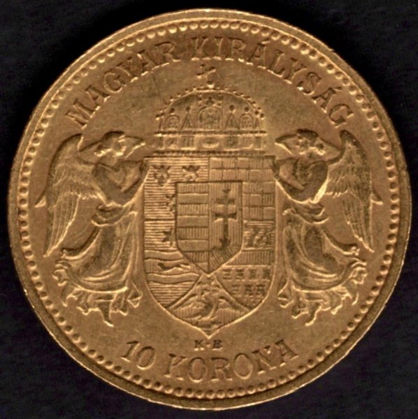 1905 10 koruna K.B. Uherská FJI. Au, Au.900 3,38g 19mm raženo Kremnica
