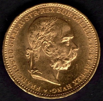 1893 20 koruna rakouská FJI. Au, Au.900 6,78g 21mm raženo Vídeň výborný stav
