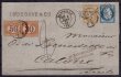 Francie -  skládaný dopis malého formátu vyplacený známkami emise Ceres do Italie, zde zatížen doplatkem, dekorativní a vzácná celistvost