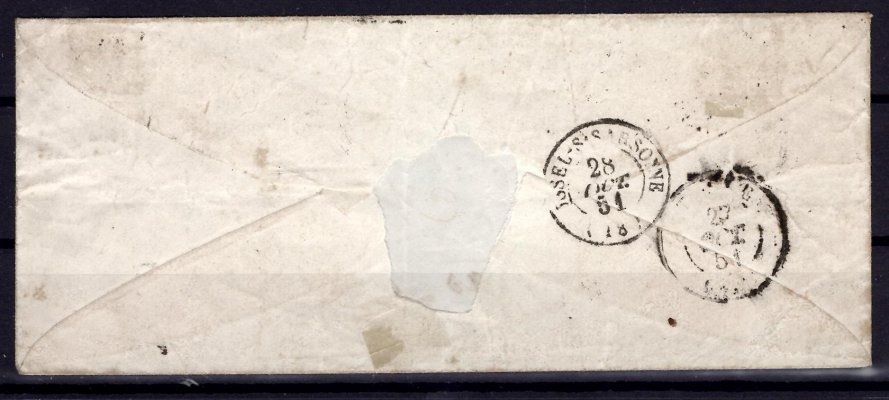 Francie -  skládaný dopis malého formátu vyplacený známkami emise Ceres Mi. 4 + 5 z Braulieu 27/OCT./51 s příchozím razítkem, hezká, dekorativní celistvost