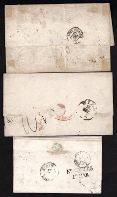 Francie -  sestava skládaných dopisů malého formátu vyplacené známkami emise Napoleon, různé frankatury, zajímavé
