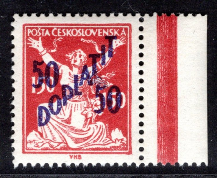 DL 50 B, doplatní, OR,  řz 13 3/4, krajová, 50/150 h červená, zkoušeno Gilbert