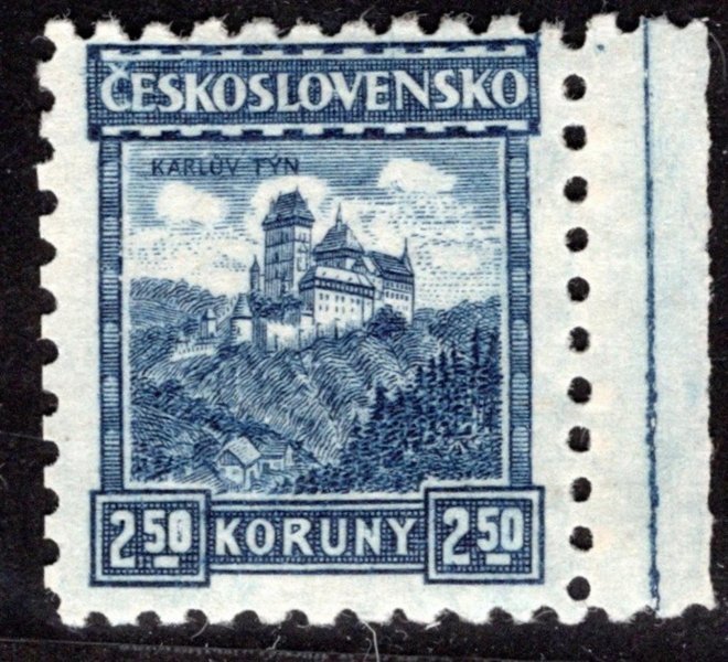 215, P 8, Karlštejn, krajová, modrá 2,50 Kč