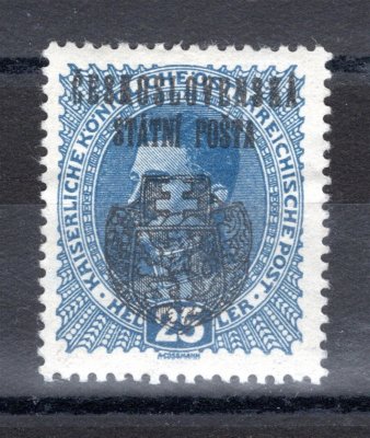 RV 29; 25 h modrá , přetisk z původní ruční sazby typ II 