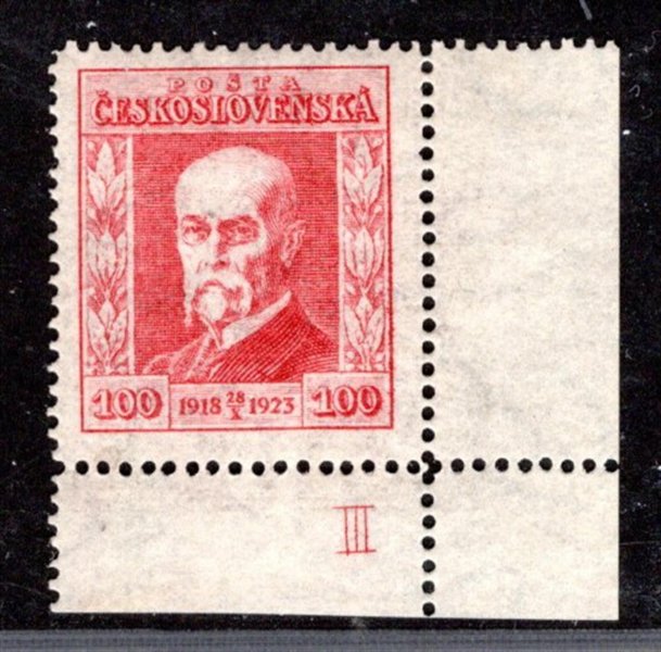 177, P 7, Jubilejní, TGM, červená 100 h, rohová s DZ III, zkoušeno Vrba