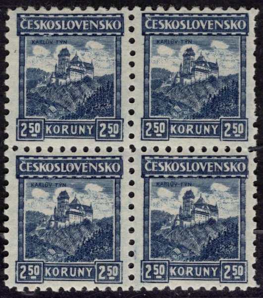 215, P 6, hrady,krajiny,města, 4 blok, Karlštejn, modrá 2,50 Kč