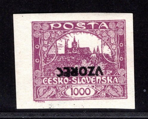 26 VZ Pp, přetisk VZOREC, převrácený, nezoubkovaná, fialová 1000 h, zkoušeno Vrba, krajová