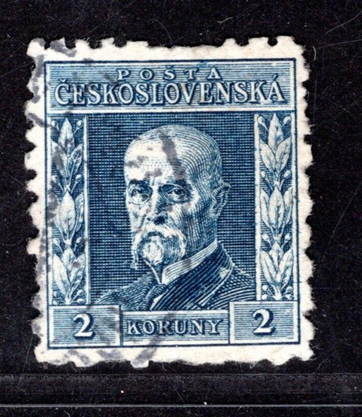 195, P 8, typ II, TGM, řz 9 3/4, modrá 2 Kč, zkoušeno Gilbert (katalog POFIS 2023, strana 68)