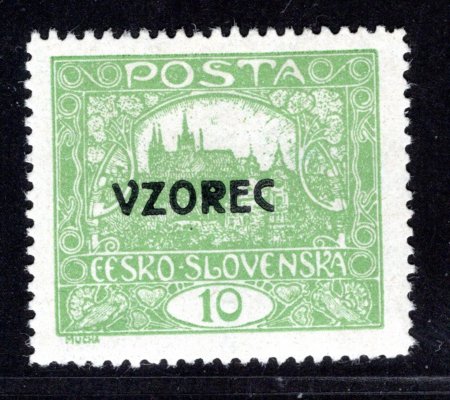 6 C VZ, přetisk VZOREC, řz 13 3/4, zelená 10 h, zkoušeno Vrba