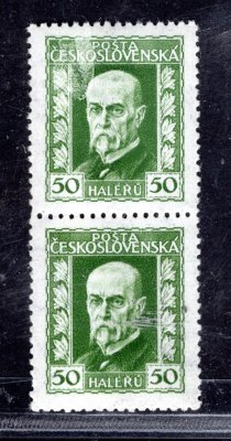 188 A, P 2, neotypie, svislá dvoupáska, s částečným obtiskem, zelená 50 h, zkoušeno Vrba