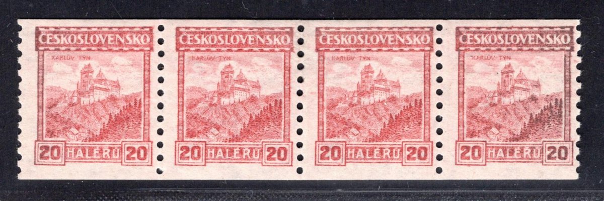 209 A P6, 20 halířů Karlštejn, 4páska, jediná možnost do série 4bloků, zkoušeno Gilbert