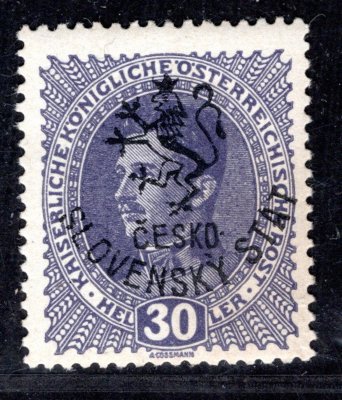 RV 51, Marešův přetisk, fialová 30 h, zkoušeno Vrba