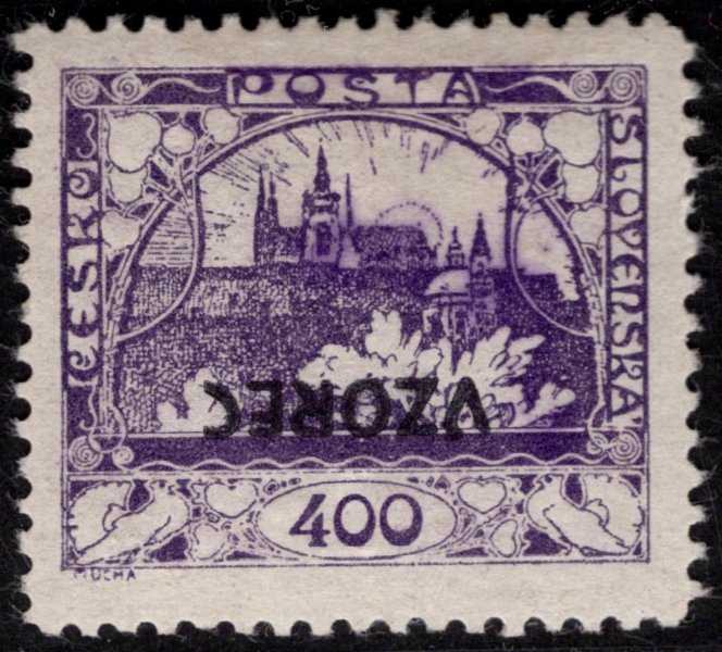 24 D VZ PP, přetisk VZOREC, převrácený, řz 11 1/2, modrofialová 400 h, zkoušeno Vrba