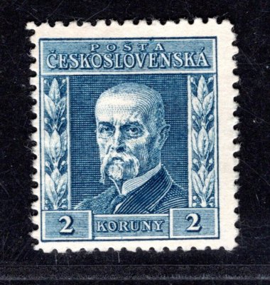 195, P 6, typ II, TGM, papír kartonový, modrá 2 Kč, zkoušeno Gilbert