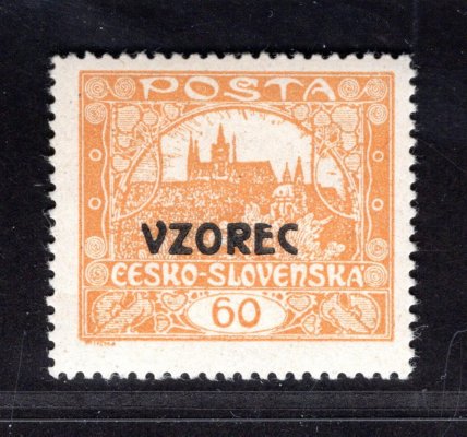 17 C VZ, přetisk VZOREC, řz 13 3/4, žlutooranžová 60 h, zkoušeno Vrba