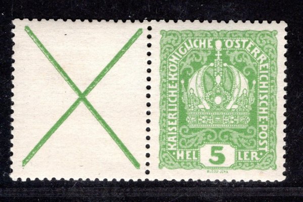 Rakousko - Mi.186 s kupónem- Ondřejský kříž, zelená 5 h