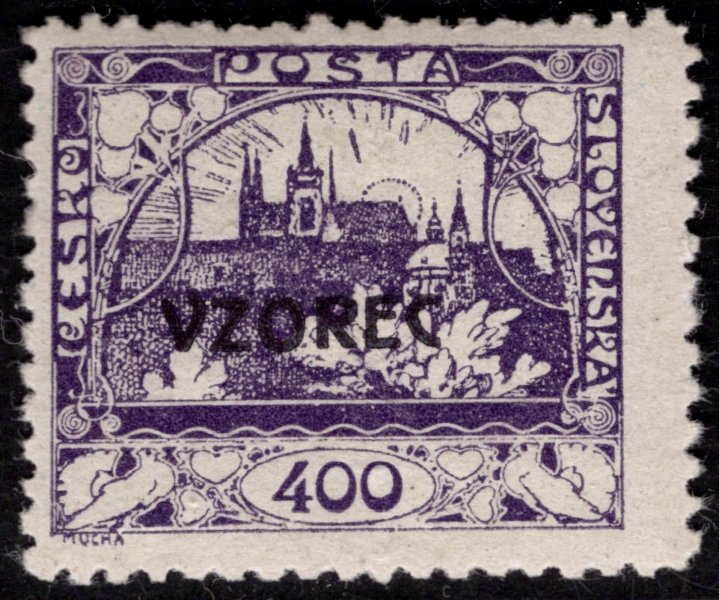 24 D VZ , přetisk VZOREC, řz 11 1/2, modrofialová 400 h, zkoušeno Vrba