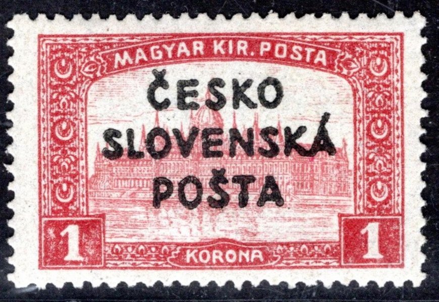 RV 162, Šrobárův přetisk,Parlament, červená 1 K  zkoušeno Gilbert, Vrba,dvl