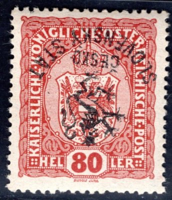 RV 55 PP, Marešův přetisk, převrácený, červenohnědá 80 h, zkoušeno Gilbert,Vrba