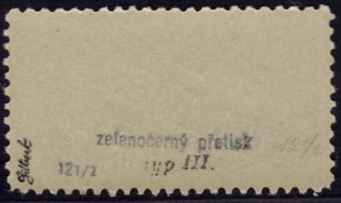 58 Aa, typ III, přetisk zelenočerný,  řz 12 1/2, obdélník, zelená 5 h, zkoušeno Gilbert