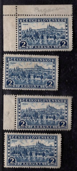 225x, P 5 - 8, Praha,Tatry, papír pergamenový, modrá 2 Kč, různí znalci