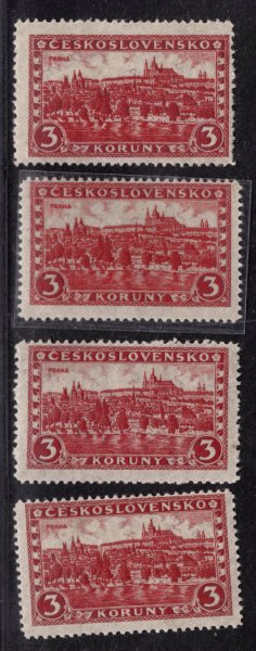 226x, P 5 - 8, Praha,Tatry, papír pergamenový, červená 3 Kč, různí znalci