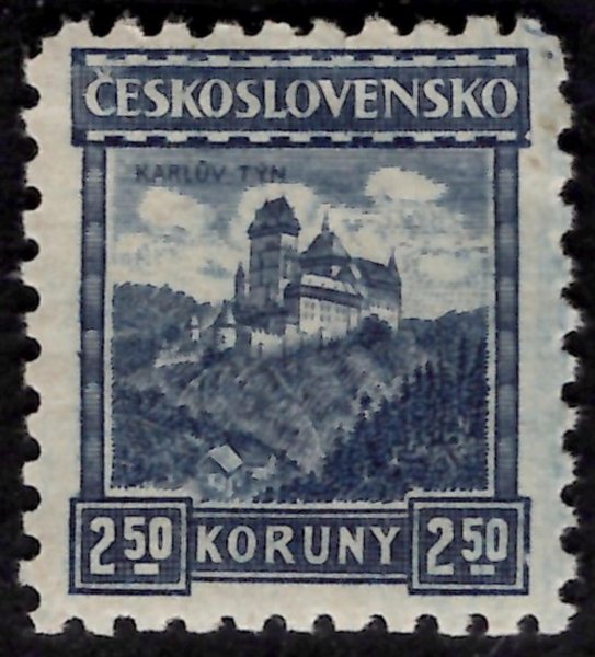 215, P 6, hrady,krajiny,města, Karlštejn, modrá 2,50 Kč