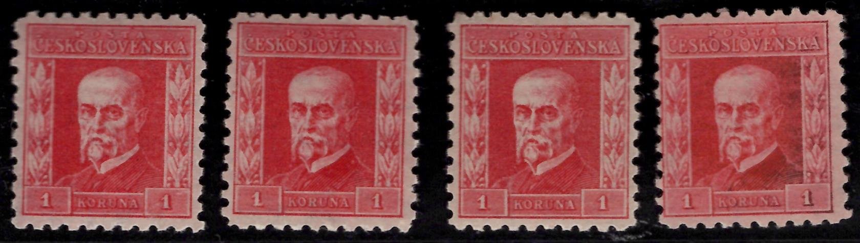 199 x, P 5 - 8, typ IV, bez pruhů, TGM, červená 1 Kč