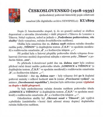 Celistvost – Dopis zaslaný se službou doporučeně a návratka (doručenka) v další přepravě z Tišnova do Lomnice u Tišnova  – viz popis na skenu