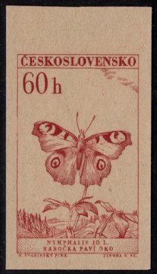 1221, 60 h, otisk rytiny černé barvy – ale červeně, ve formátu známky, na nahnědlém papíru, nezoubkovaný s horním okrajem