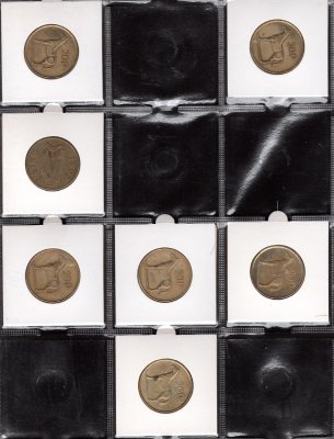 Lot 186 mincí IRSKO 1928-1999, oběžné mince- pence, šilink, farthing, koruny