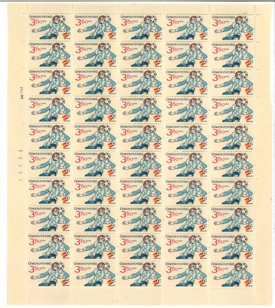 2522  XII.MS ve fotbale - Španělsko 1982, kompletní 50kusový arch, ya) - papír fl1,  PA (25.XI.81) 