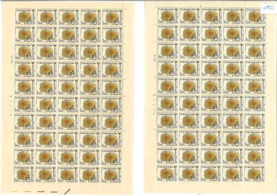 2466+2468, Den československé poštovní známky a Mezinárodní rok invalidů; PA (50), kompletní archy deska A + B, PA 2466 DV 21/1,  archy obsahují čísla + data tisku 6.VIII.80, 11.VIII.80, 17.VIII.80,  8.XII.80