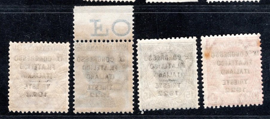Itálie, Mi. 153-56, Filatelistický kongres, velmi vzácné, 10 f skvrnky na lepu, kat. 2500 EUR