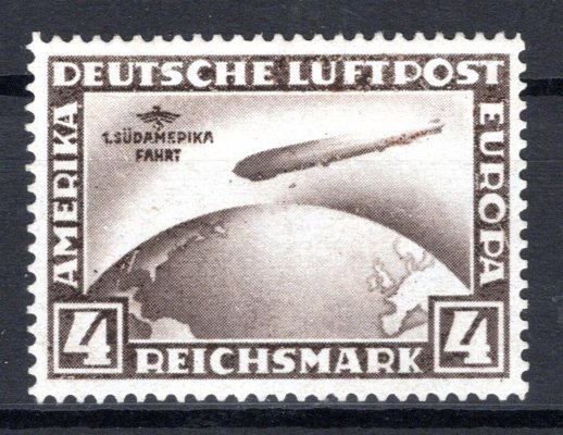 Deutsches Reich, Mi. 439y Zeppelin Südamerika-Fahrt 4 RM, svěží, hezká známka, kat. 2200 EUR