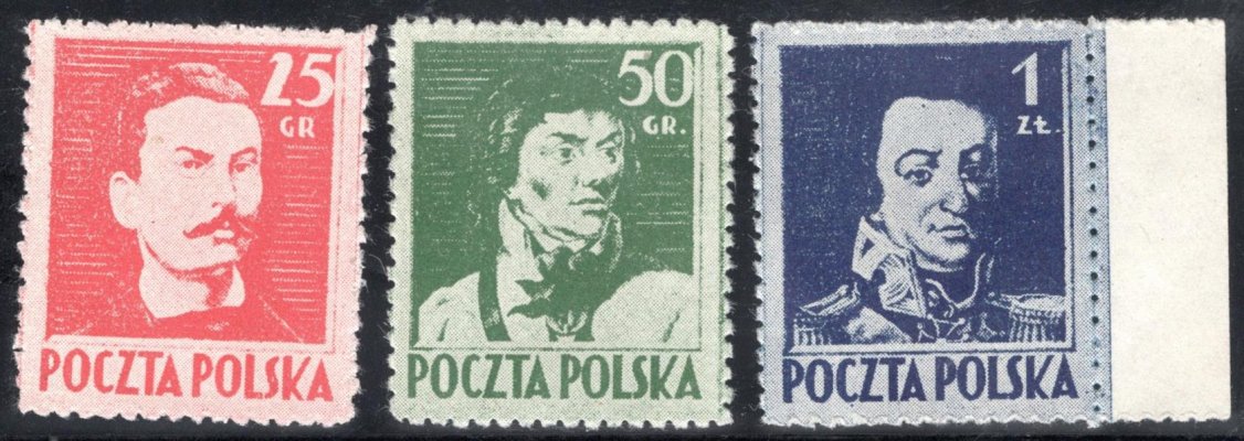 Polsko - Mii. 380-382 C, 1944,  ŘZ 11 1/2,  bez lepu, Michel 250 EUR