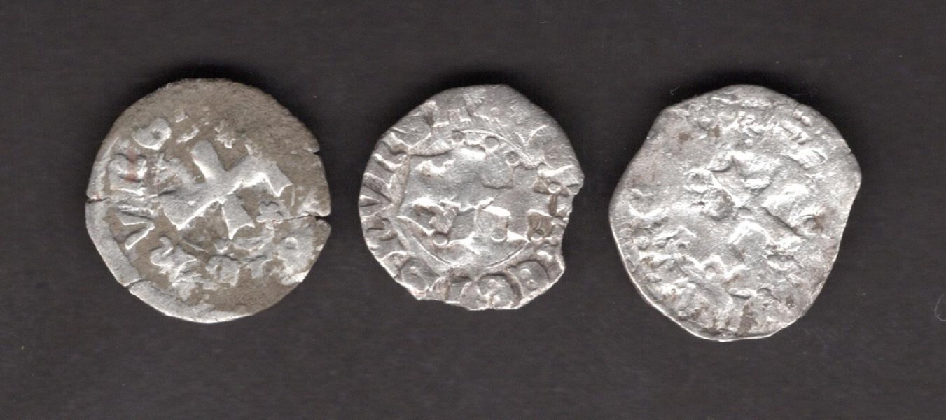 Hungary 1 Denár  ND 1373-82 LOUIS I.(LAJOS) , coin SARACENUS denar Lot 3 coins ´H#432, H#457 Ag. 0,36g 14/0,5mm
