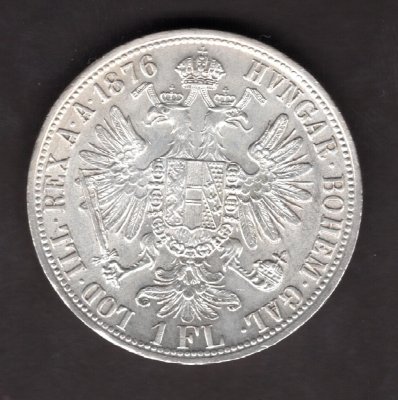 Austria 1 Gulden 1876  FRANZ JOSEPH I. KM#2222 Ag.900, 12,34g 29/2mm    mint Vienna    
