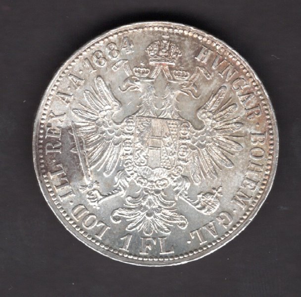 Austria 1 Gulden 1884  FRANZ JOSEPH I. KM#2222 Ag.900, 12,34g 29/2mm   mint Vienna   
