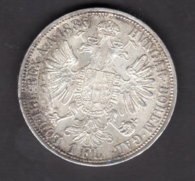 Austria 1 Gulden 1886  FRANZ JOSEPH I. KM#2222 Ag.900, 12,34g 29/2mm   mint Vienna   

