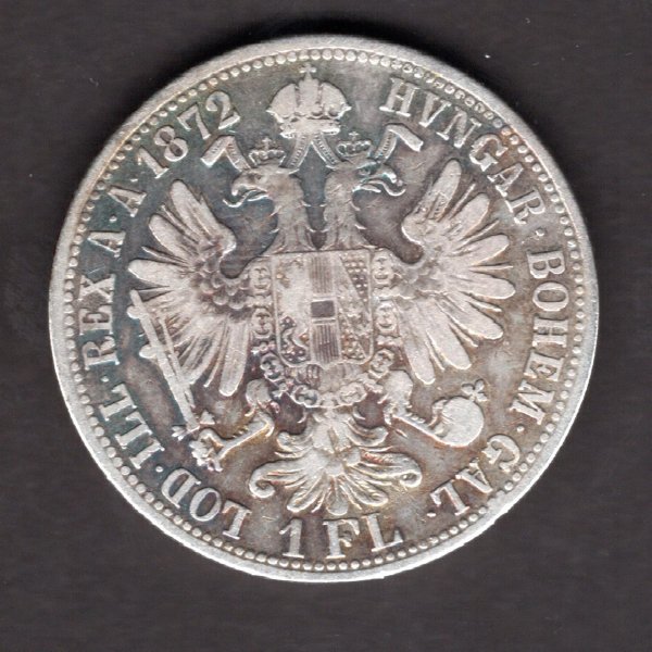 Austria 1 Gulden 1872  FRANZ JOSEPH I. R! KM#2222 Ag.900, 12,16g 29/2mm    mint Vienna    
