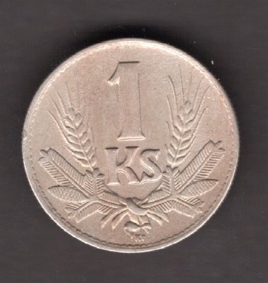 Slovak rep. WWII. 1 Koruna 1942 More open "4"	KM#6 Cooper-Nickel 5g 22/2mm engraver Hám/Angyal
