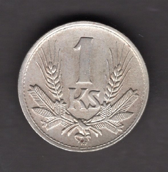 Slovak rep. WWII. 1 Koruna 1945 KM#6 Cooper-Nickel 5g 22/2mm engraver Hám/Angyal
