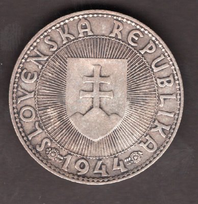 Slovak rep. WWII. 10 Koruna 1944 Pribina  variant without  cross KM#9 Ag.500 7g, 29/1,4mm  engraver L.Majerský
