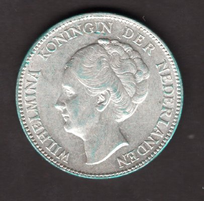 Netherlands 1 Gulden 1938 Wilhelmina Utrecht KM#161.1,2 Ag.720 10.00g, 28mm mint Utrecht mintmaster W.J. Van Heteren
