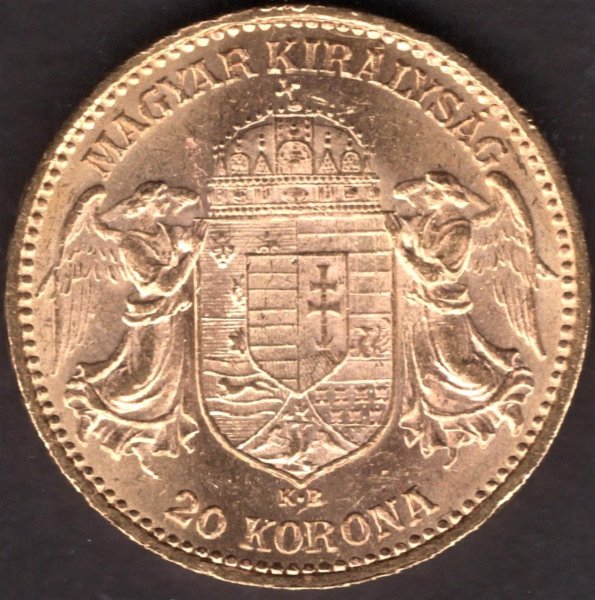 Austria -Hungary 20 Korona Hungary 1905 K.B. FJI. KM#486,ÉH1489, Au.900 6,79g, 21/1,4mm mint Kremnica lustr mint

