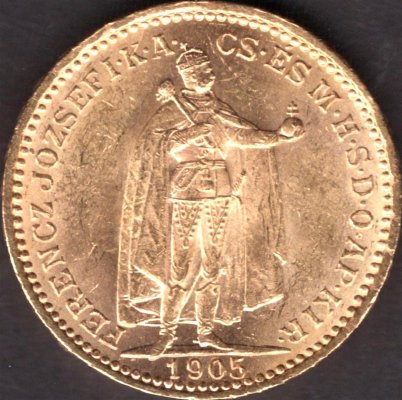 Austria -Hungary 20 Korona Hungary 1905 K.B. FJI. KM#486,ÉH1489, Au.900 6,79g, 21/1,4mm mint Kremnica lustr mint

